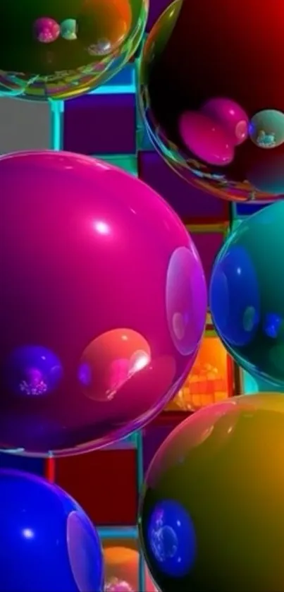 Colorful 3D bubbles mobile wallpaper.