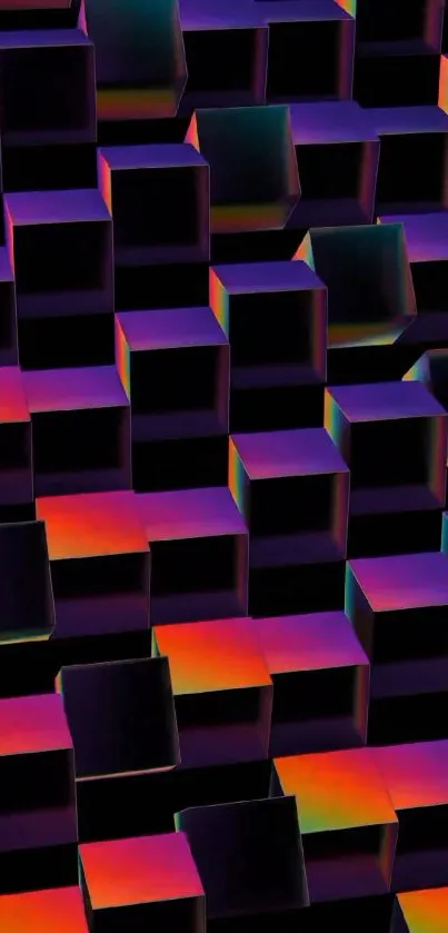 Vibrant 3D cubes with colorful gradient pattern.