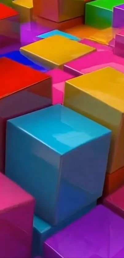 Colorful 3D cubes forming vibrant pattern.