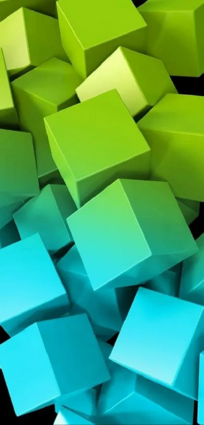 Vibrant 3D cubes in green and blue.