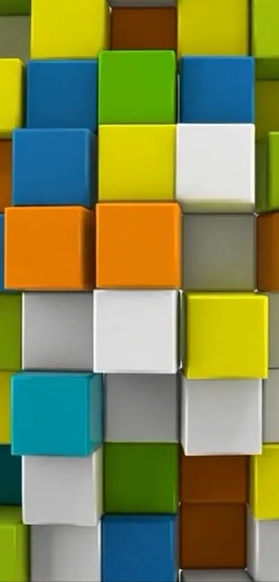 3D colorful cubes arranged in a vibrant pattern.