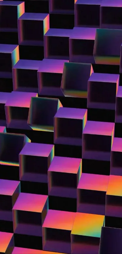 Colorful 3D cubes with vibrant hues in abstract design.