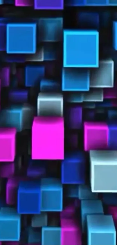 3D geometric wallpaper with colorful blocks