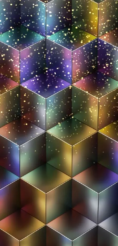 Colorful 3D geometric cubes wallpaper with a modern aesthetic.