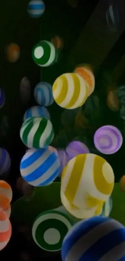 Colorful 3D spheres with striped patterns.