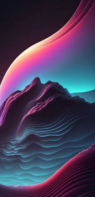 Colorful abstract gradient wave design wallpaper.