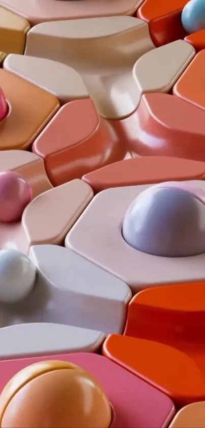 Colorful abstract 3D pattern with geometric shapes.