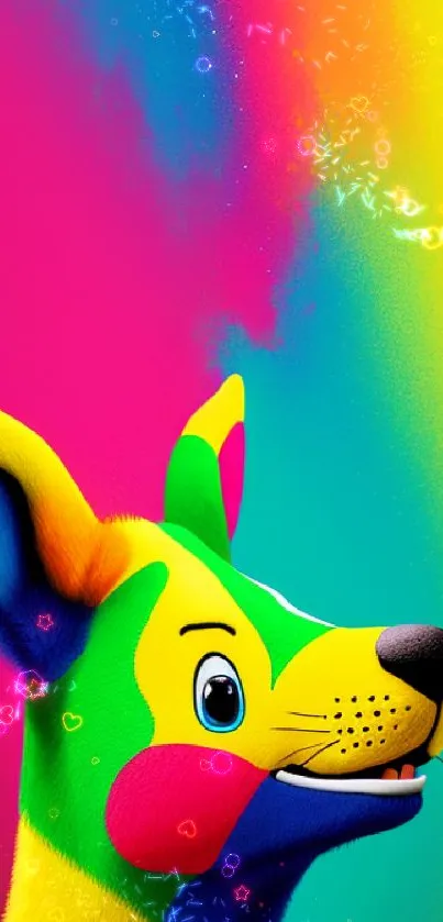 Colorful abstract animal art wallpaper with vibrant colors and playful design.