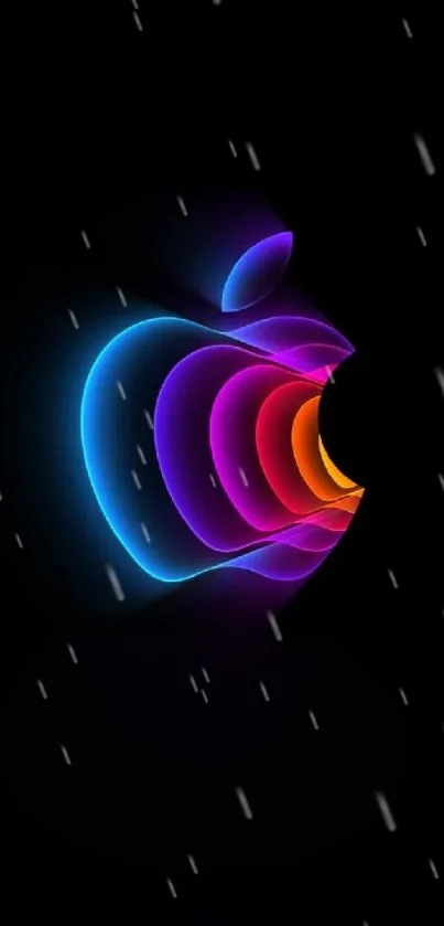 Colorful abstract Apple logo on black background.