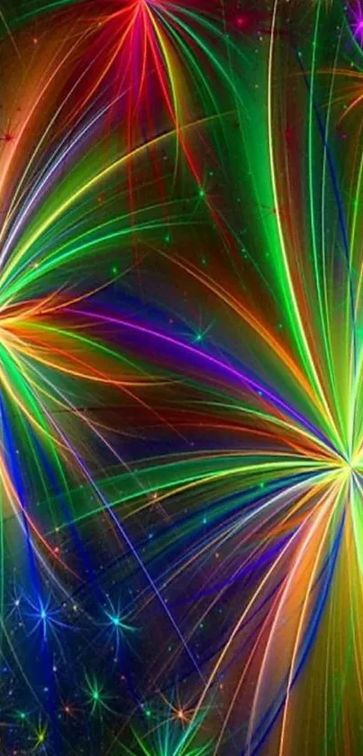 Vibrant abstract wallpaper with neon burst of colors.