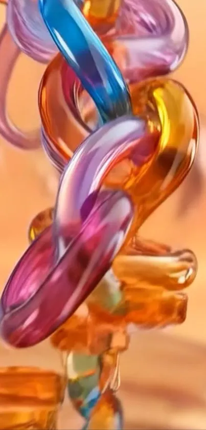 Colorful abstract glass shapes on a vibrant background.