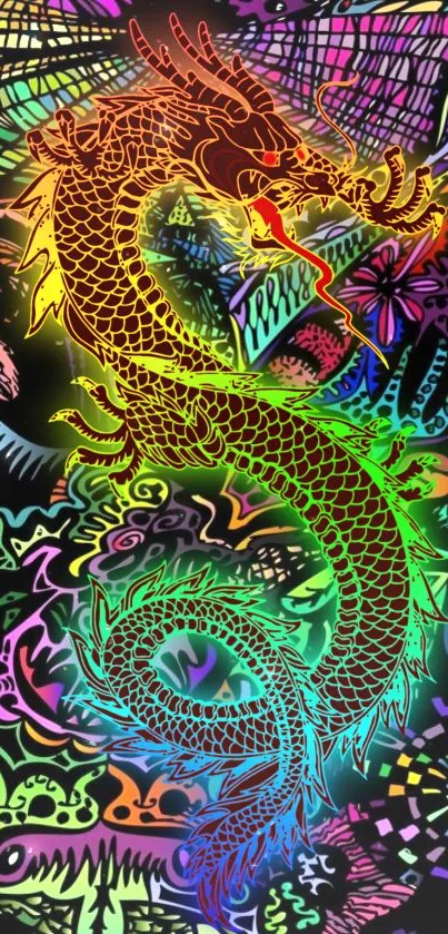 Vibrant psychedelic abstract art wallpaper with intricate designs.
