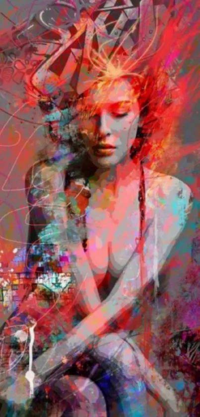 Vibrant abstract art wallpaper with dynamic colors and design elements.