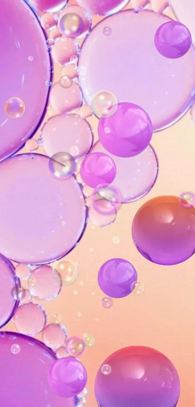 Vibrant abstract wallpaper with purple bubbles and a pastel background.