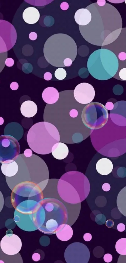 Vibrant abstract circles on a purple background