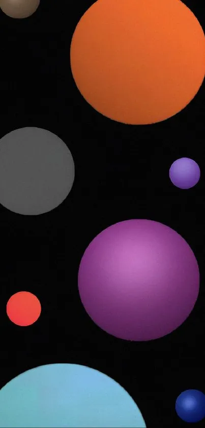 Colorful abstract circles on black background wallpaper.