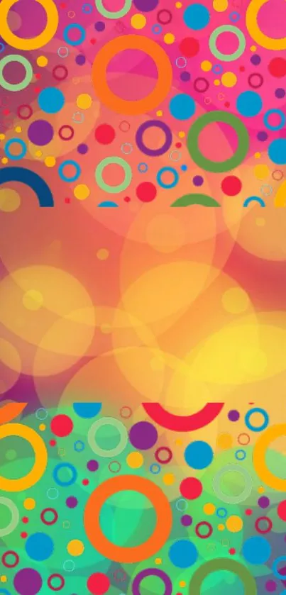 Colorful abstract circle pattern wallpaper for mobile phones.