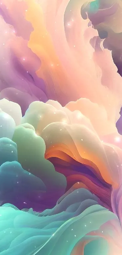 Colorful abstract cloud wallpaper with pastel shades.