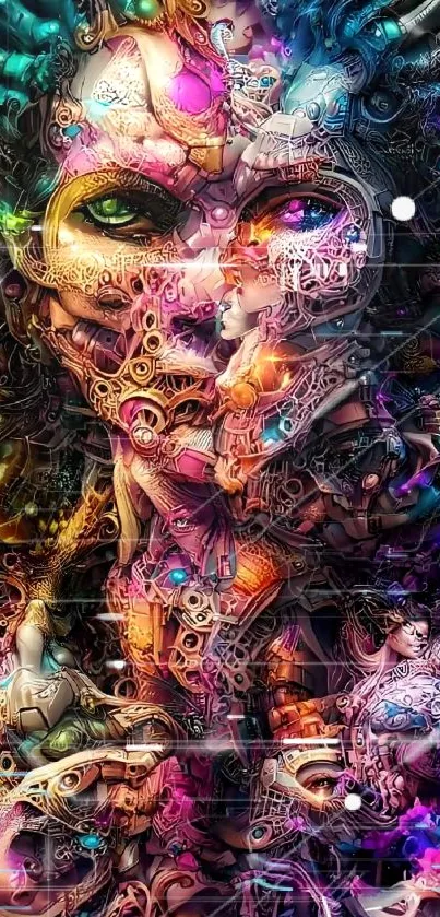 Colorful abstract cyber creature design with intricate, vibrant details.