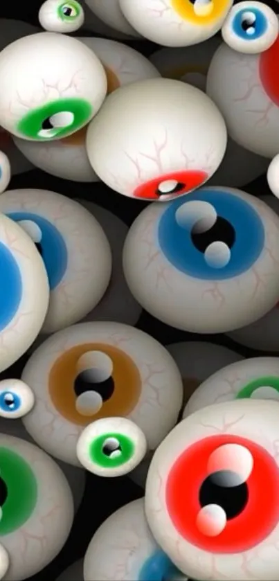 Colorful abstract eyeball design wallpaper with vibrant hues.