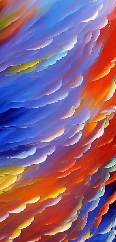 Colorful gradient feather design wallpaper with vibrant abstract art.