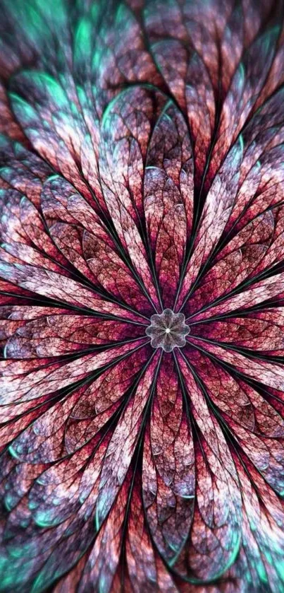Abstract colorful floral pattern with intricate design.