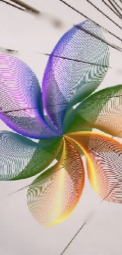 Abstract multi-colored flower wallpaper design with vibrant hues.