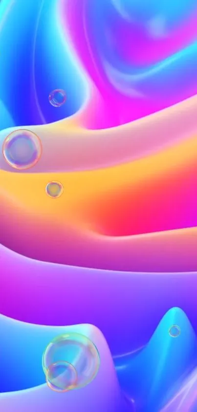 Colorful abstract wallpaper with neon waves.