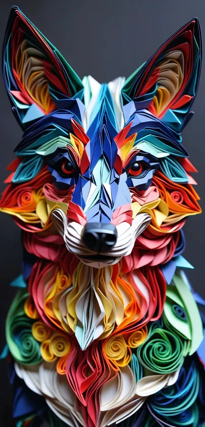 Intricate and colorful abstract fox art for mobile wallpaper.