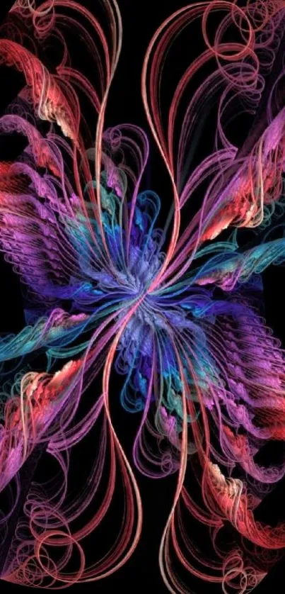 Colorful abstract fractal design mobile wallpaper with vibrant swirls.