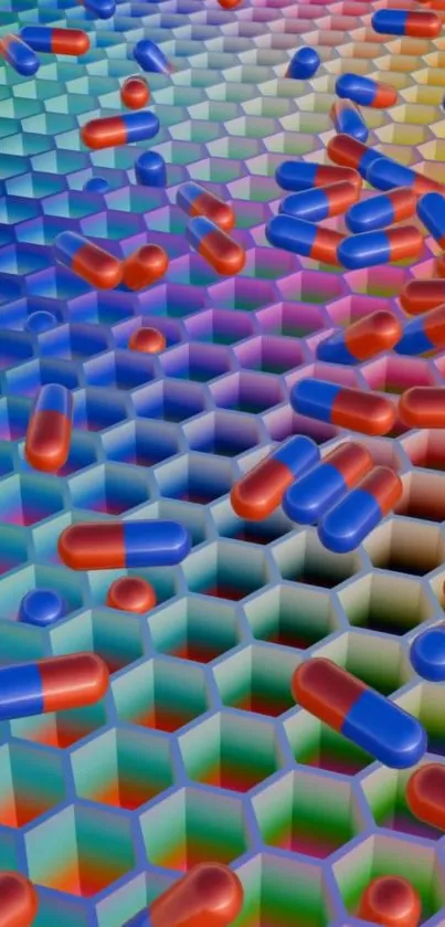 Colorful geometric wallpaper with capsules.