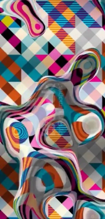 Vibrant colorful abstract geometric pattern mobile wallpaper