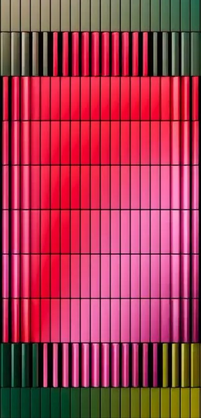 Vibrant abstract geometric pattern on wallpaper.