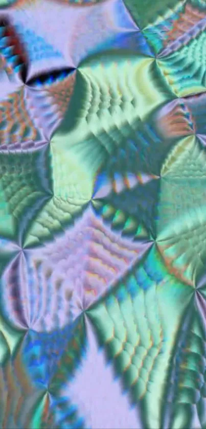 Colorful abstract geometric wallpaper with iridescent patterns.
