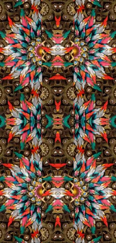 Vibrant geometric abstract wallpaper with colorful patterns and intricate designs.