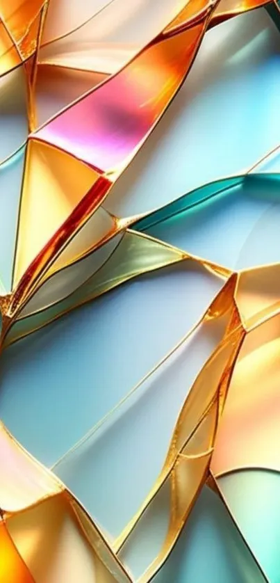 Abstract glass art with vibrant colors and dynamic shapes.