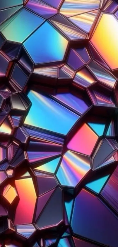 Colorful abstract geometric glass pattern wallpaper.