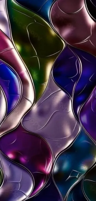 Colorful abstract glass waves in vibrant hues.