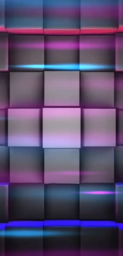 Abstract colorful grid wallpaper with purple and blue hues.