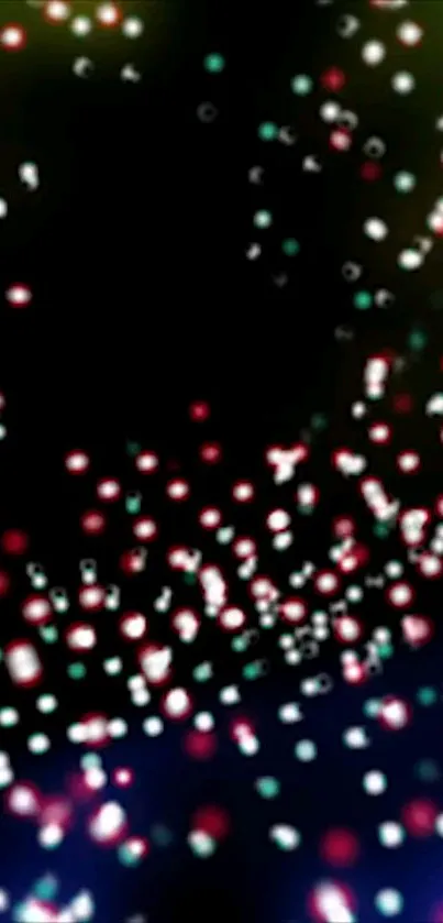 Colorful abstract light dots on black background wallpaper.