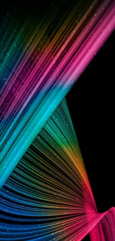 Abstract colorful lines against a black background wallpaper.