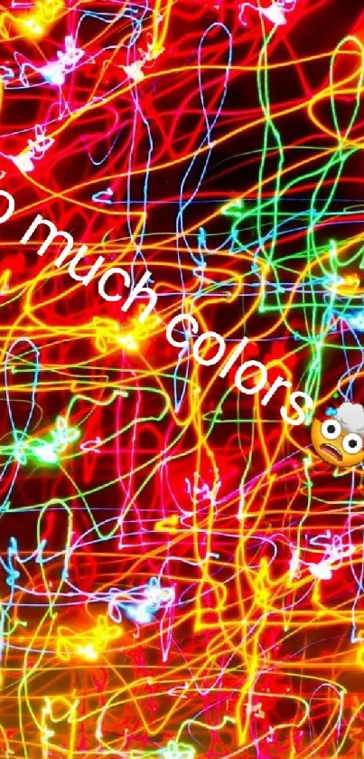 Vibrant neon lines in an abstract pattern, creating a colorful mobile wallpaper.