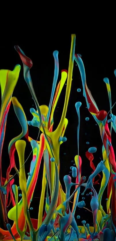 Colorful abstract liquid art wallpaper on a black background.