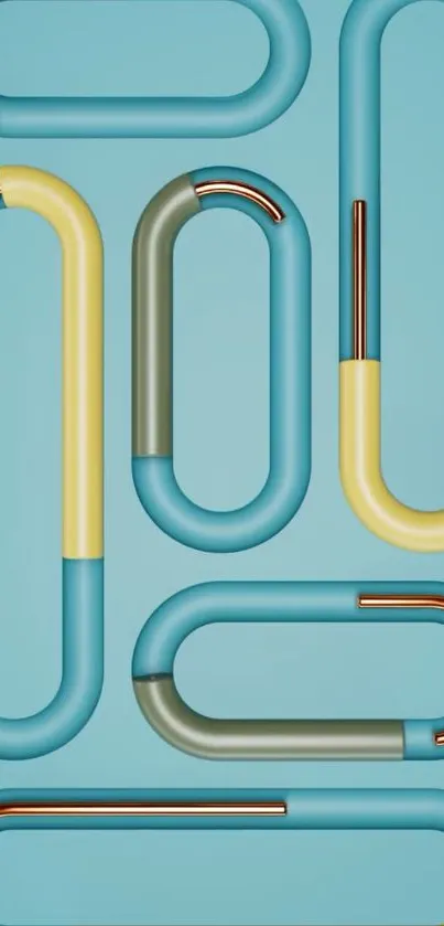 Colorful abstract loop patterns on blue background.