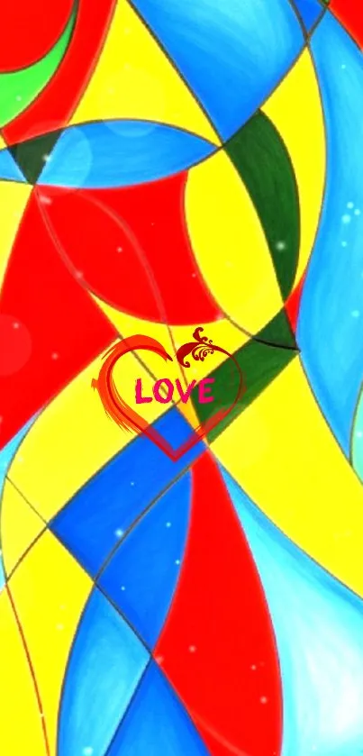 Colorful abstract wallpaper with LOVE heart.