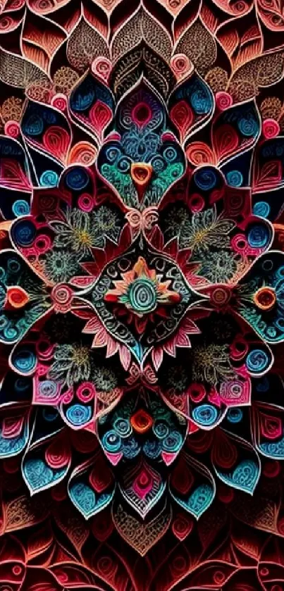 Colorful and intricate abstract mandala design wallpaper.