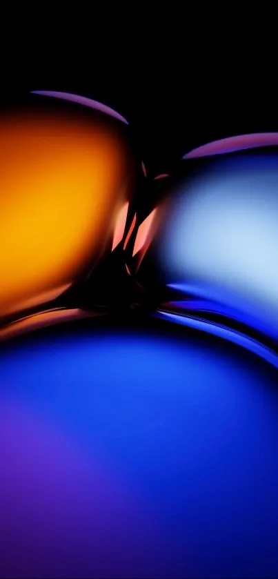 Abstract wallpaper with orange, blue, and black gradient colors.