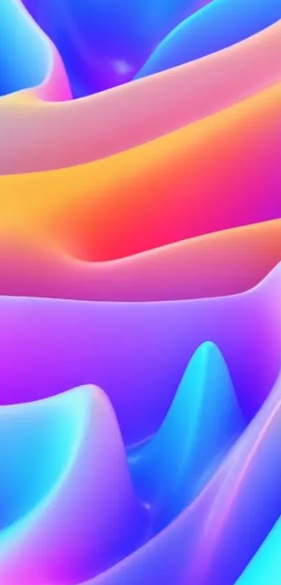 Colorful abstract mobile wallpaper with vibrant, wavy gradient.