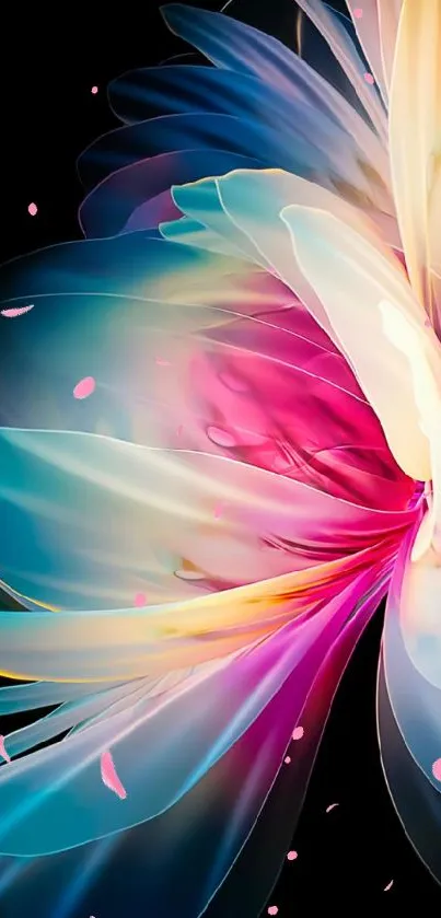 Colorful abstract digital floral design wallpaper for mobile.