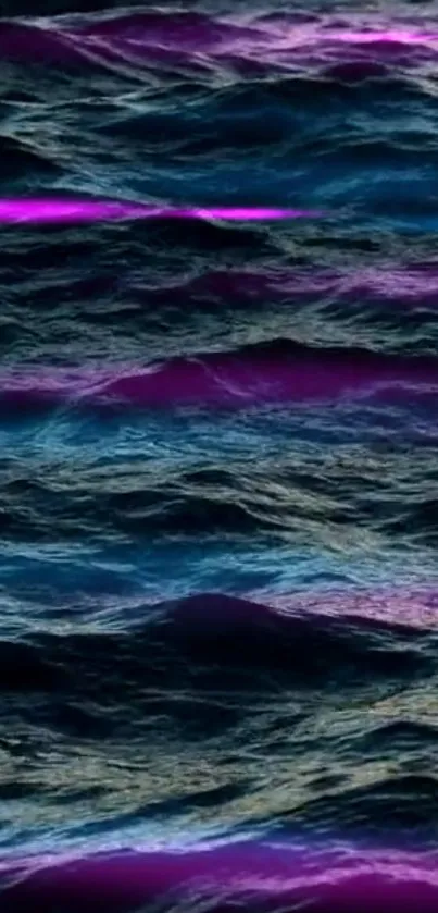 Colorful ocean waves with purple and blue hues create a dynamic mobile wallpaper.